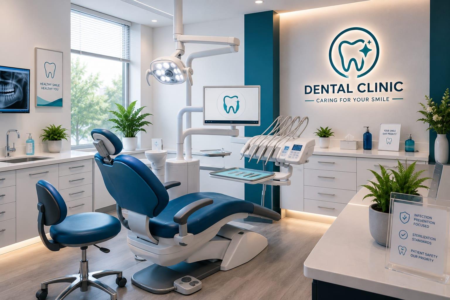 A clean, modern dental clinic operatory