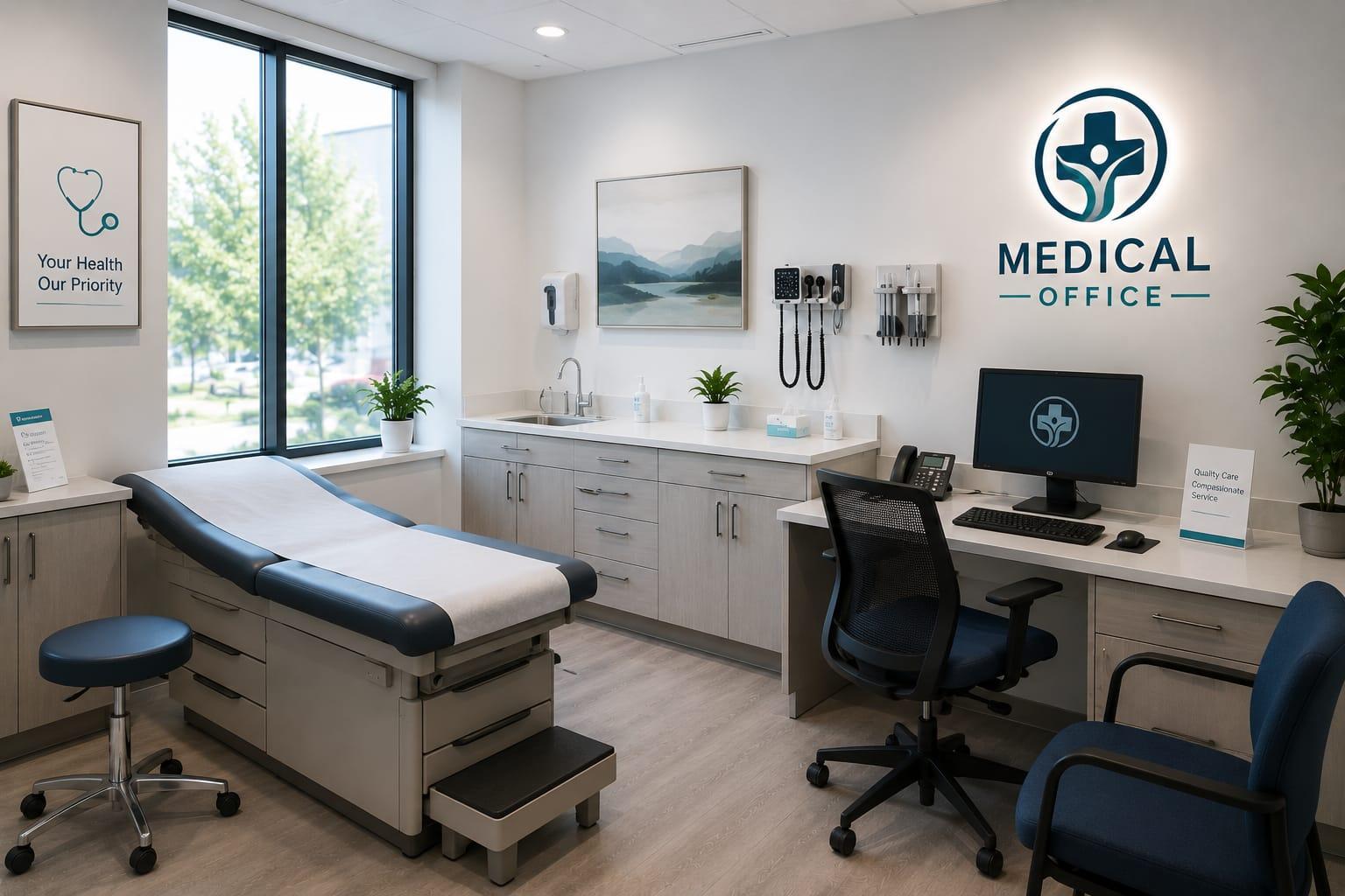 A clean medical office examination room
